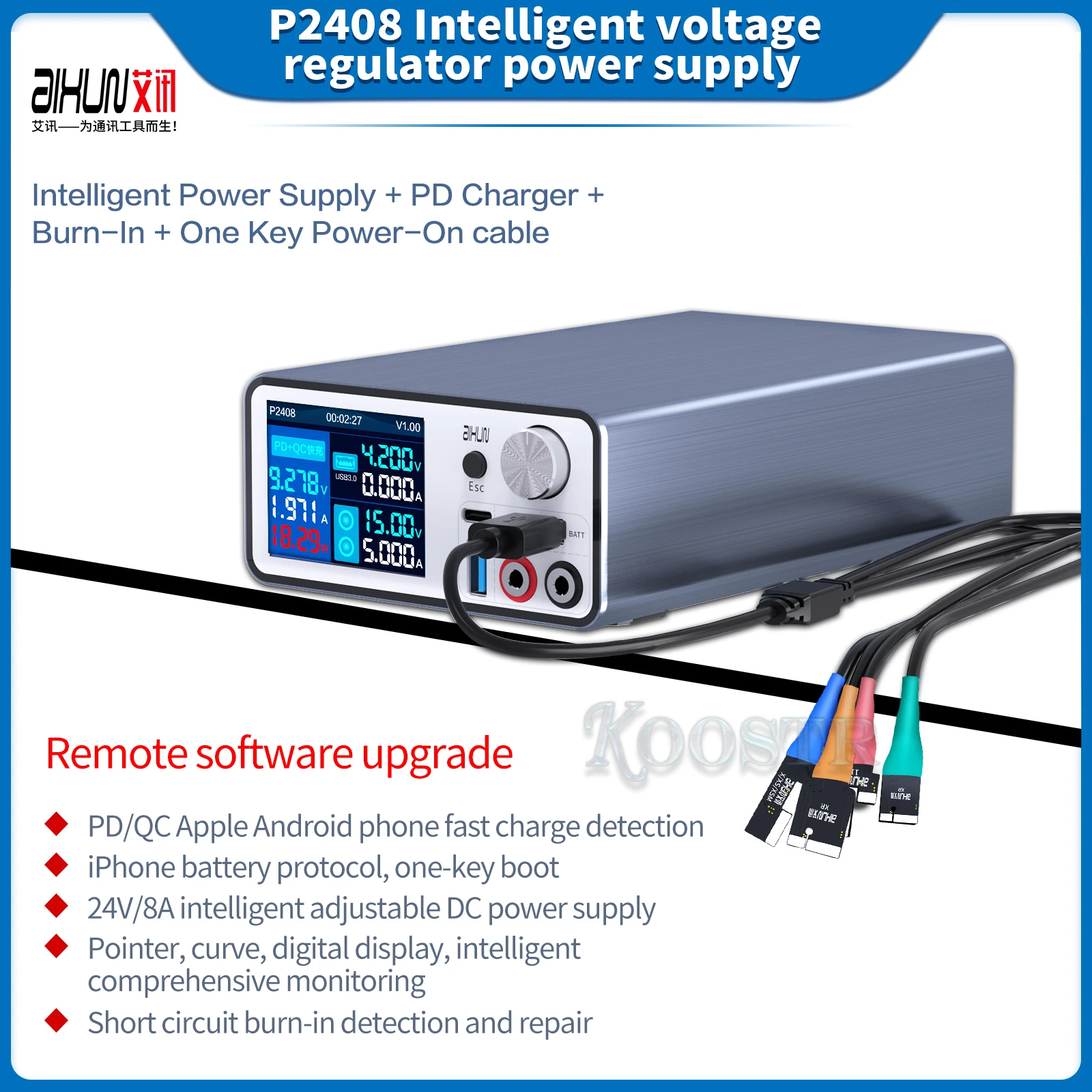 AIXUN P2408 DC Power Fast Charging Voltage Stabilization for iPhone