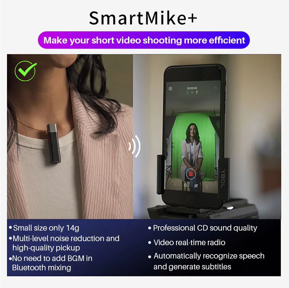 Ulanzi sabinetek стерео беспроводной микрофон Bluetooth петличный нагрудный микрофон для интервью Универсальный Vlog радио микрофон
