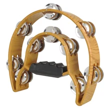 Двойной полумесяц бубен ударный барабан пластиковая ручка красный металл Jingle-черные аксессуары