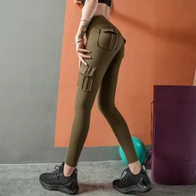 Брюки для бега с карманами для фитнеса, Женские Новые Эластичные Обтягивающие Сексуальные Спортивные штаны с высокой талией, быстросохнущие штаны для бодибилдинга и бедер, штаны для йоги