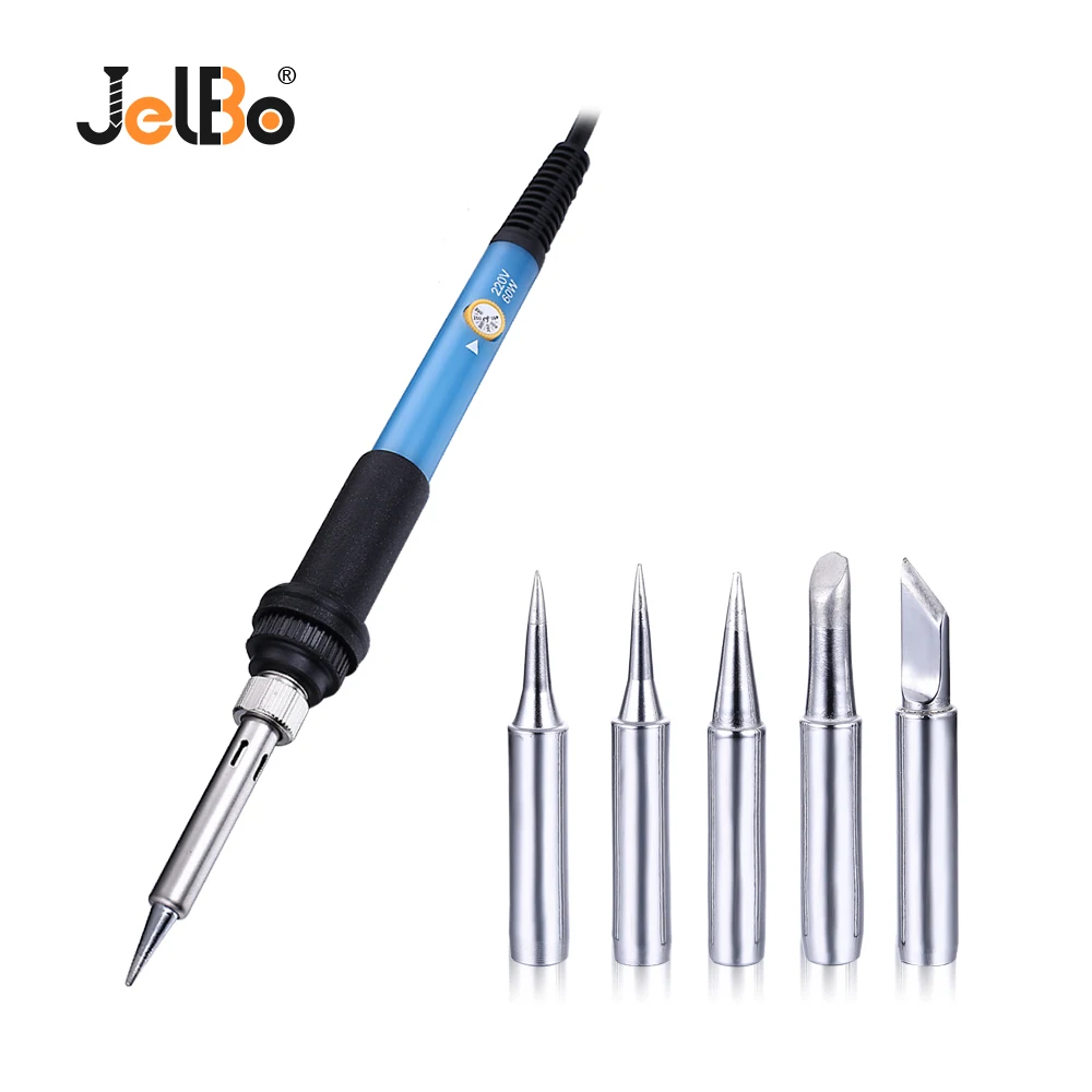 

Jelbo EU Plug Electric Soldering Iron Pen 5PC Solder Tip 200-450'c Adjustable Temperature Soldering Iron Set Welding Repair Tool