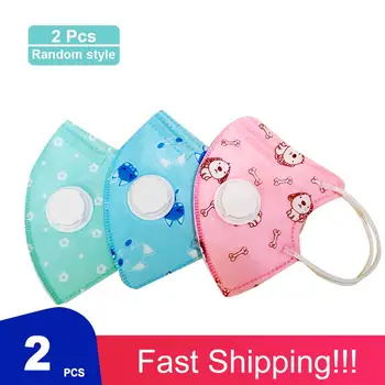 

2pcs Children Vertical Folding Non Woven Fabric Mask With Breath Valve Anti Dust Mouth Muffle Mouth Virus Mask Respirator