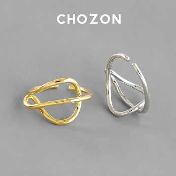 

Korean S925 Sterling Silver Ring ins simple lines interweave cross female ring personality opening all kinds of silver rings