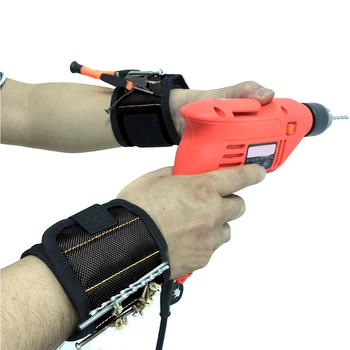 

Portable Tool Magnetic Wristband Bag with 5 Magnet Compartment Screw Nail Drill Bracelet Electrician Wrist Tool Repair Kit