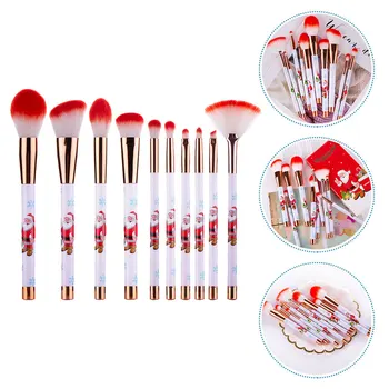 

10Pcs Christmas Xmas Cosmetic Makeup Brush for Foundation Eyebrow Eyeshadow Lip