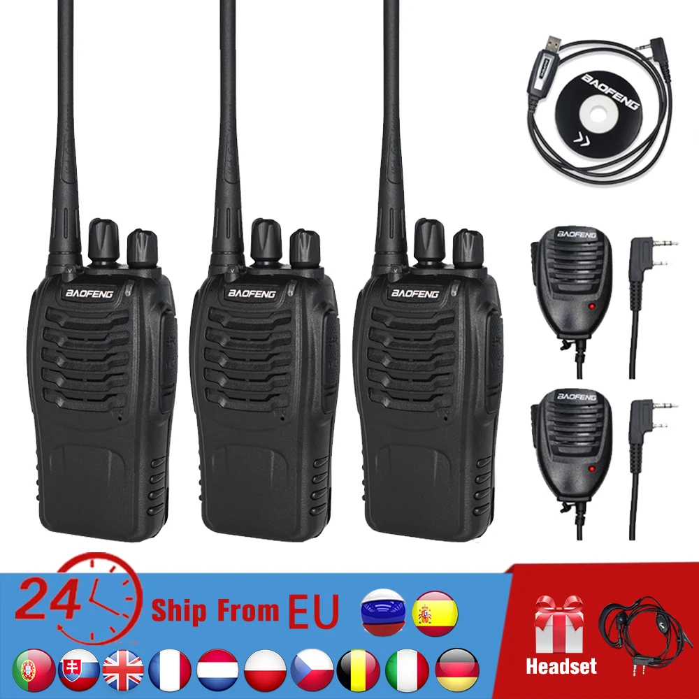 3 шт. Baofeng 888S рация 6 км портативное радио BF двухстороннее fm приемопередатчик bf888S 5