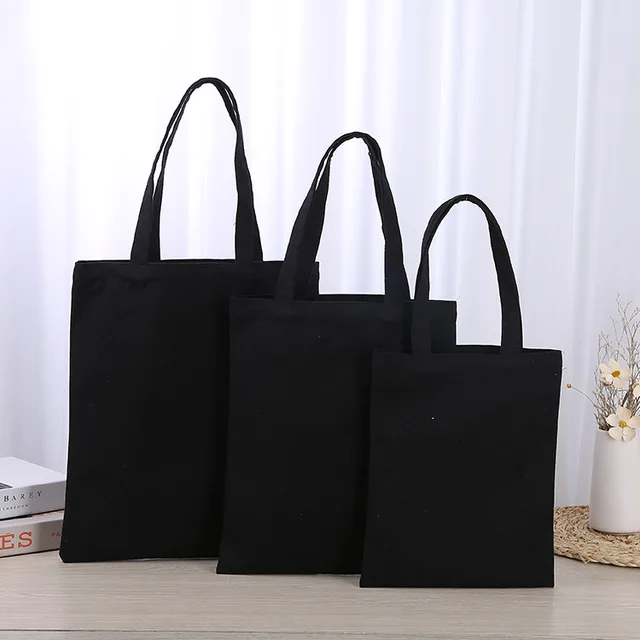 Reversible Black Cotton Tote w/Full Color Sublimated Liner