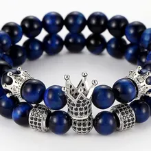 8 мм 2 шт./компл. hfg53 эластичные отрегулировать природа зеленый авантюрин бисера micro pave cz Циркон Цирконий в форме короны браслет