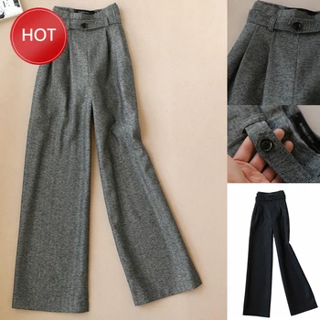 

Pants Women High Waist Women Woolen straight Wide Leg Pants high waist fashion Loose pants office Ladies autumn New
