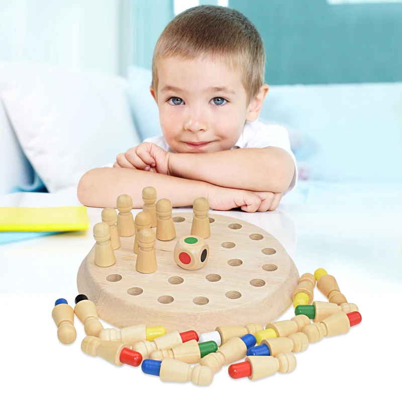 

Wooden Memory Match Stick Chess Game Fun Block Board Game Educational Color Cognitive Ability Toys For Children Kids Gift