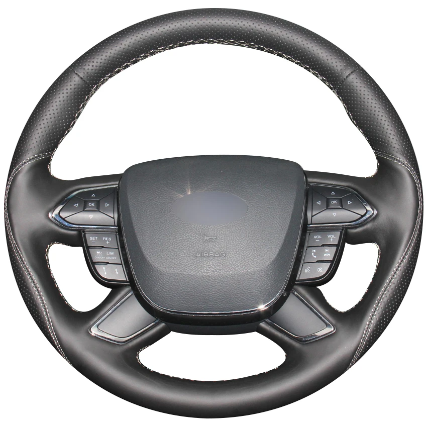 Черный кожаный чехол для Ford Taurus 2016 2017|car steering wheel cover|steering coverwheel cover |