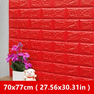70x77 см DIY 3D Наклейка на стену s самоклеющаяся пена кирпич декор комнаты обои настенный Декор Гостиная Наклейка на стену для детской комнаты - Цвет: Красный