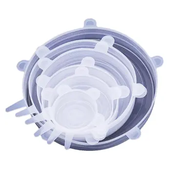 

6pcs Silicone Cover Stretch Lids Reusable Airtight Food Wrap Covers Keeping Fresh Seal Bowl Stretchy Wrap Cover Kitchen Cookware