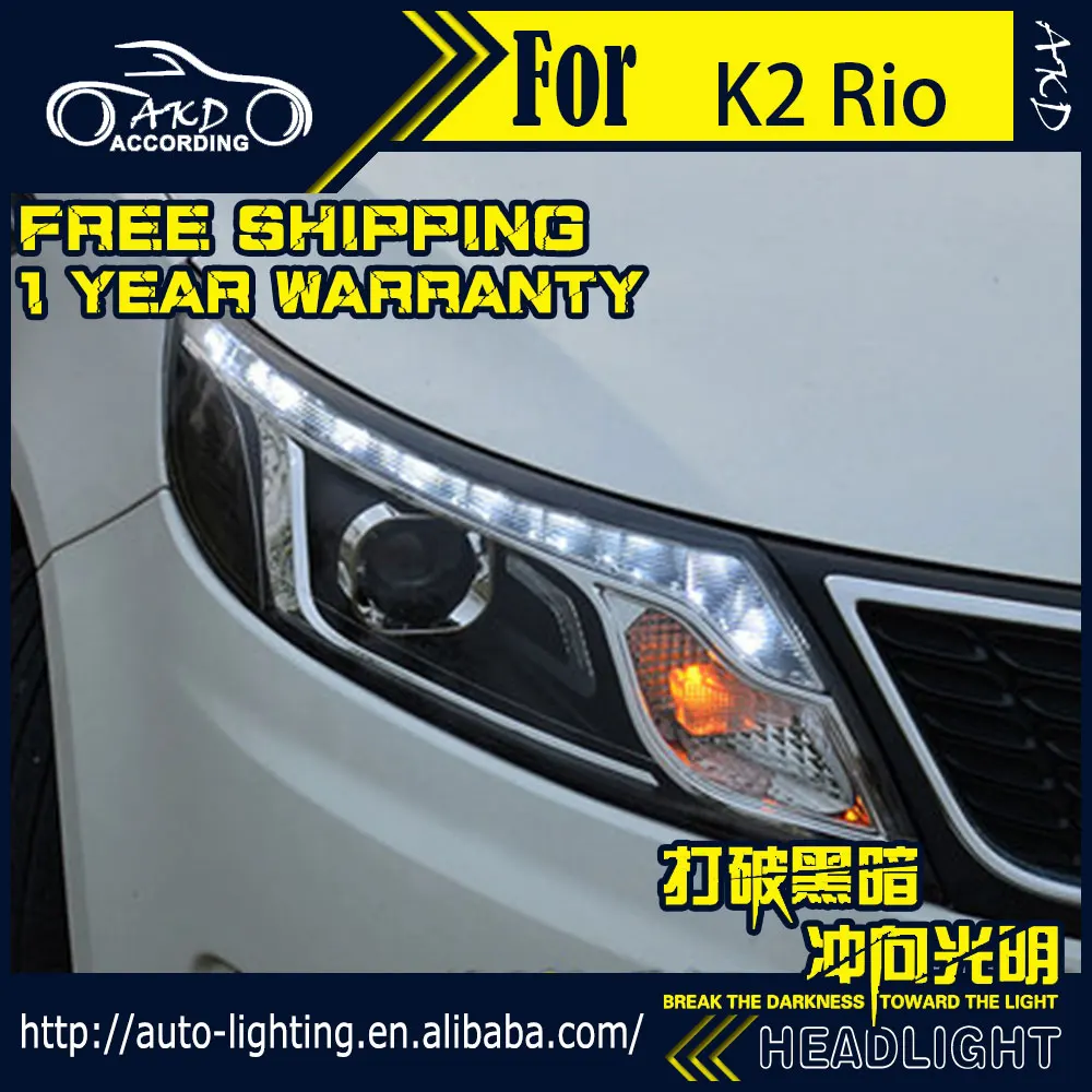 АКД стайлинга автомобилей Фара для Kia K2 фары 2011 2014 Rio светодиодный задний фонарь DRL