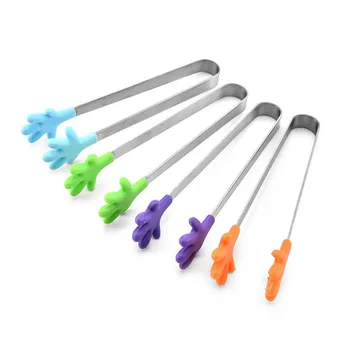 

Stainless Steel Silicone Hand Mini Tea Ice Cube Clip Teaware Tweezer Coffee Sugar Clip Food Tongs Holder 4pc/lot