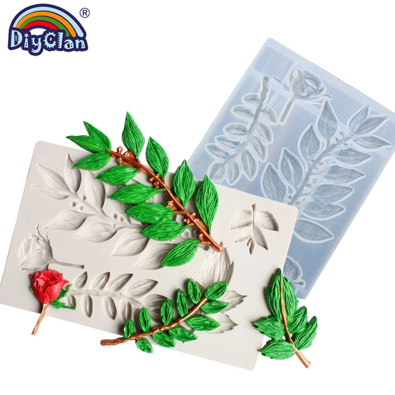 

Leave Cake Decoration Silicone Molds For Fondant Chocolate Mastic Epoxy Resin Rose Mold Flower Plant Clay Form Cake Baking Tools