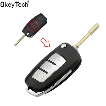 

OkeyTec Modified Flip Folding 3 Button Remote Car Key Shell Case For Ford Focus Fiesta C-Max S-Max Ka Mondeo Galaxy FO21 Blade