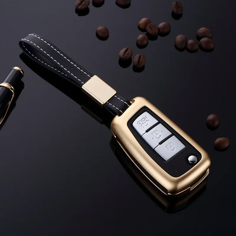 

Aluminum Alloy Key Case for car For Nissan Qashqai LANNIA New Tiida Kicks SYLPHY Folding car accessories car key case keychain