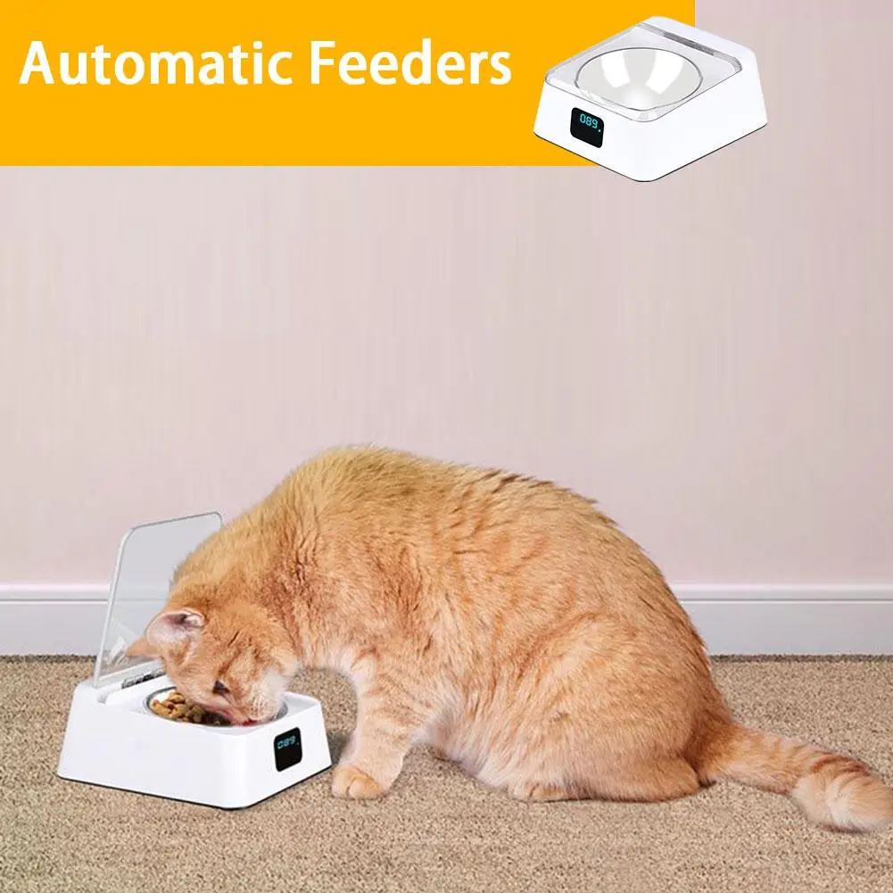 Automatic Cat Food Bowl Feeder Dispenser Cover Antimite Antimouse