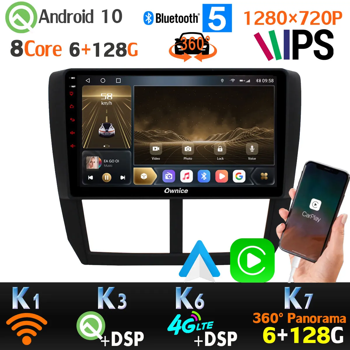 Автомобильный GPS-радиоплеер 1280*720P 6G + 128G Android 10 головное устройство для Subaru Forester XV