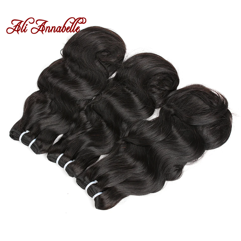 Двойные вытянутые человеческие волосы малазийские прямые пучки волнистых волос человеческие волосы натуральный черный 1/3/4 шт. Али ANNABELLE волос