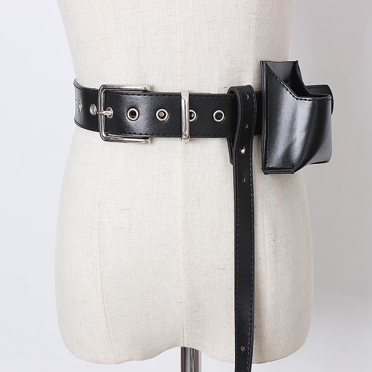 Black PU Leg Strap Garter Faux Leather Harness Waist Belts Punk Harajuku Waist Bag for Cigarette Case Sexy Street Waistband