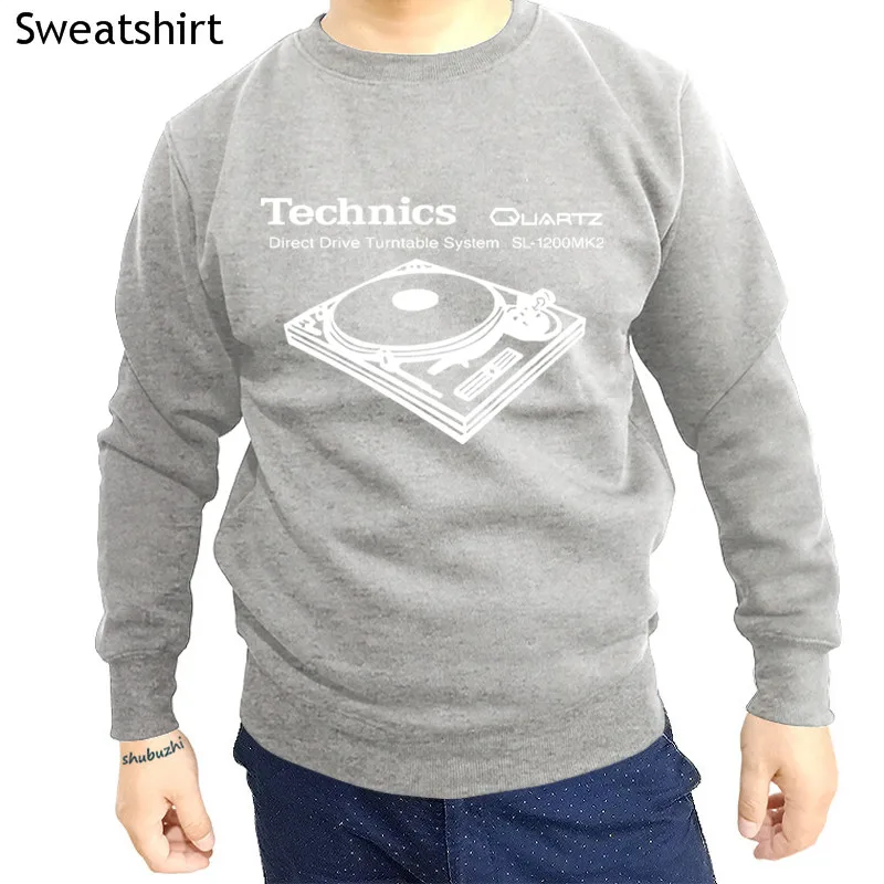 Толстовка с круглым вырезом для мужчин; Осенняя толстовка; Technics MK 2; хлопковые мужские толстовки с длинными рукавами; европейские размеры; Прямая - Цвет: grey