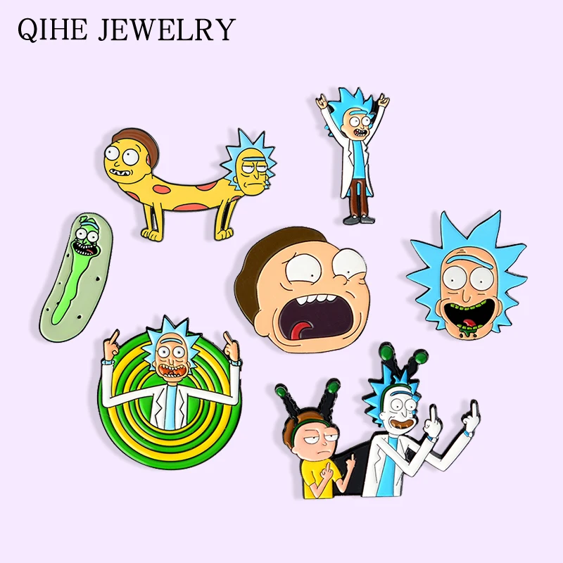 Cartoon Brooches Jewelry Badges Lapel-Pin Mad Scientist Gift Cosmic-Adventure Pickle