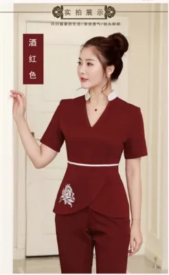 short sleeve Женская рабочая одежда, комплект из 2 предметов, Женская Больничная униформа медсестры,, красивая одежда, косметолога, медицинская рабочая одежда, униформа медсестры - Цвет: short sleeve