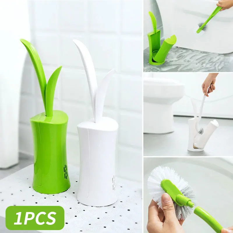 

Toilet Bowl Brush Grass Shape Bathroom Accessories Creative Toilet Brush Set Cleaning Brush Plastic Green White Lavatory Hotel