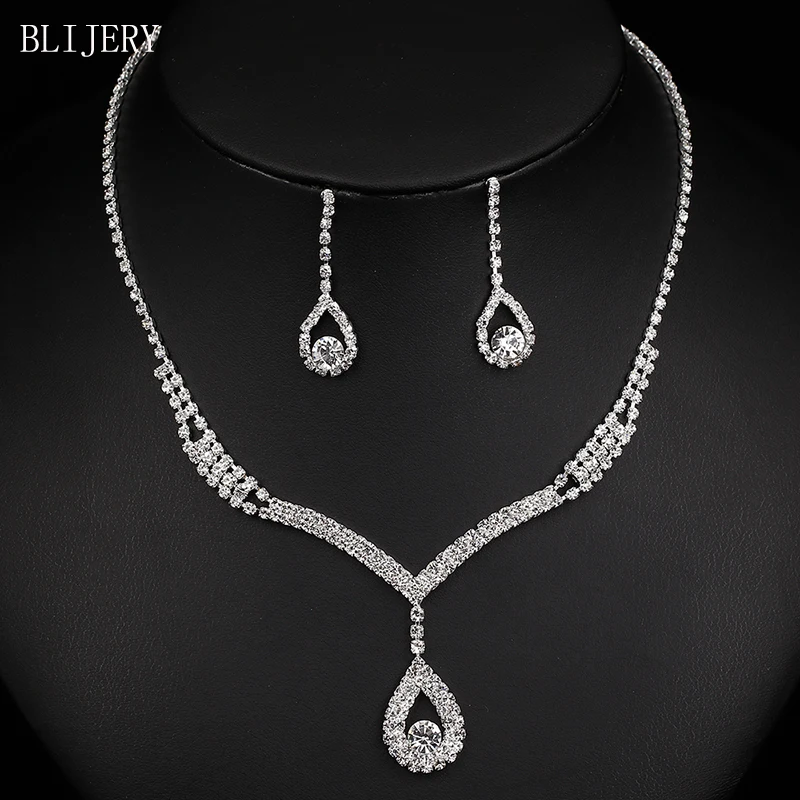 Collar De Boda Con Rhinestone - Juego De Joyería Nupcial Plata | Accesorios Para Mujeres