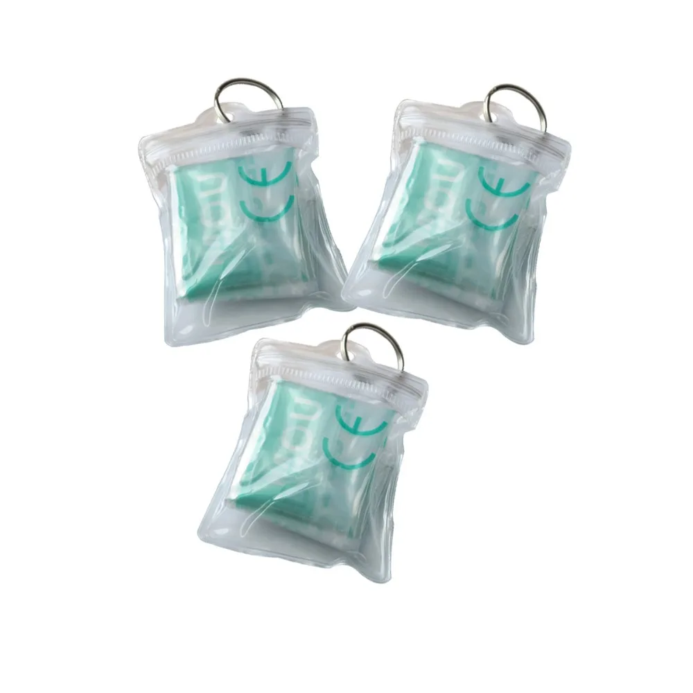 

20pcs/pack Pvc Baged CPR Resuscitator Mask Outdoor Waterproof Face Shield Mouth to Mouth Breahting Safety Rescue With Keyring