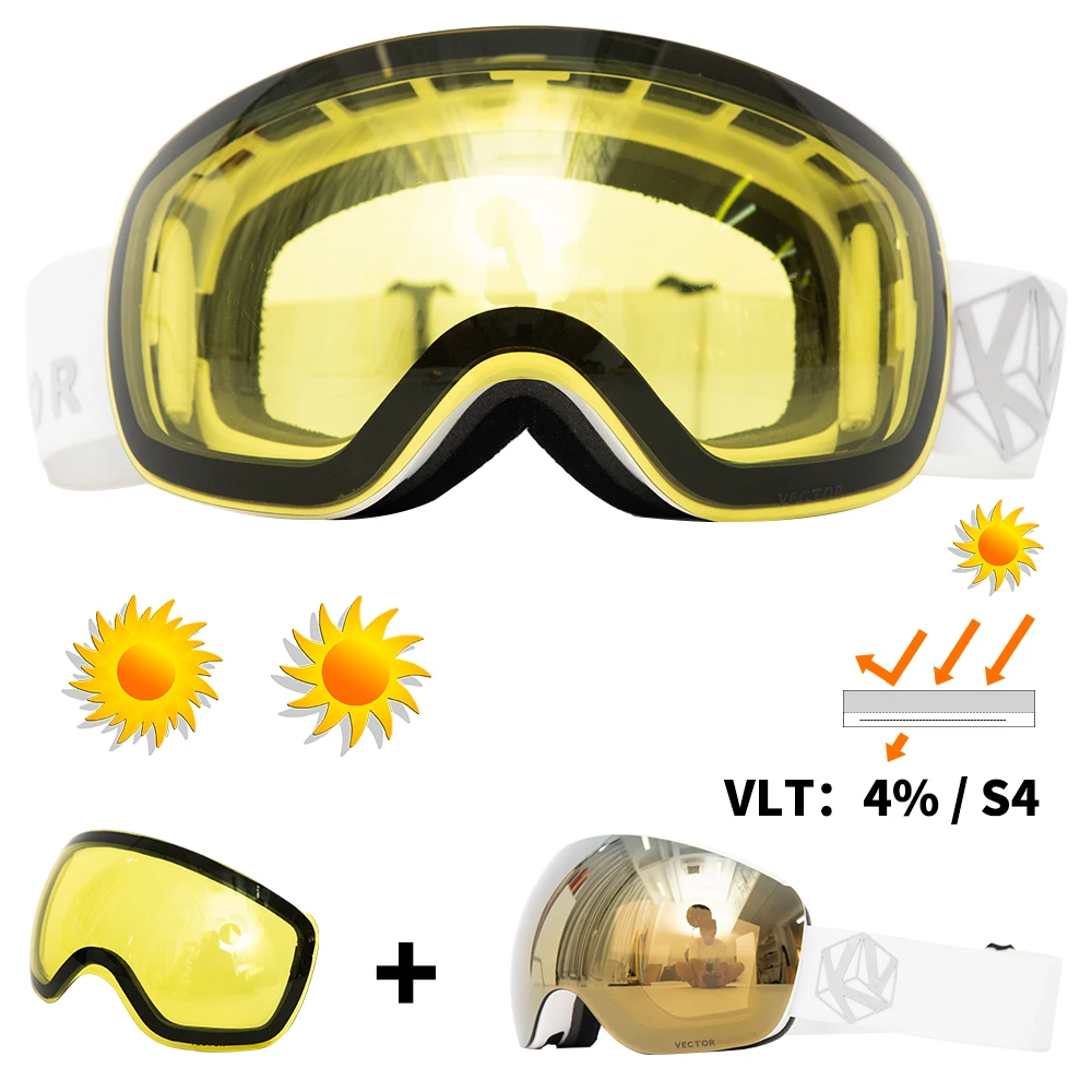 OTG двойные сферические зеркальные магнитные лыжные очки для сноуборда для женщин и мужчин лыжные очки маска UV 400 Защита от снега очки для взрослых - Цвет: Color 2 n Lens
