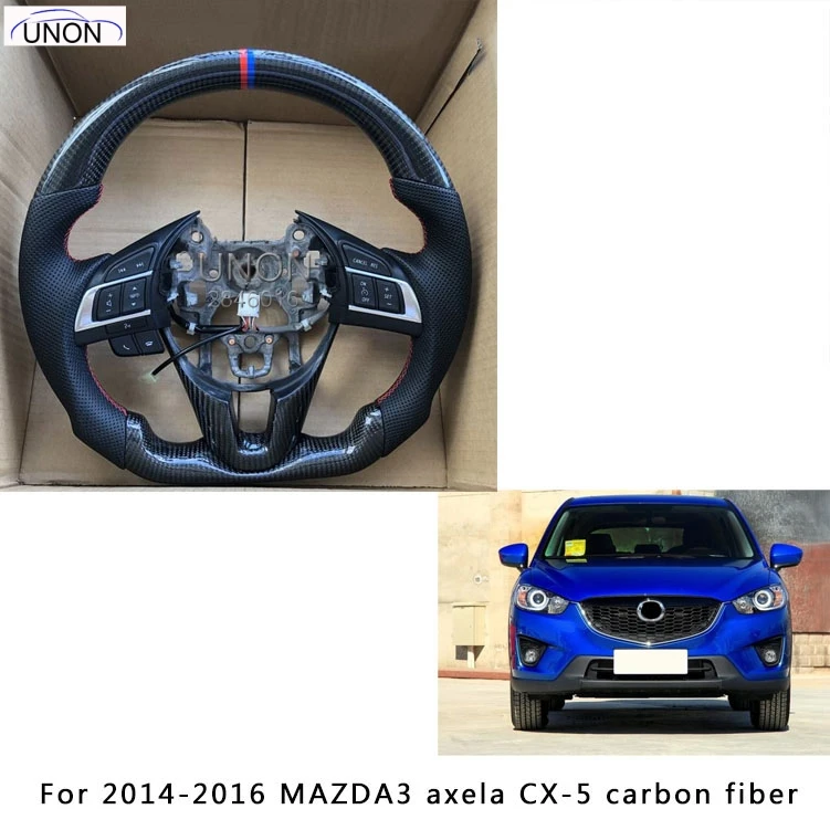 Автомобильный руль из углеродного волокна для Мазда 3 axela CX-5 CX5 - Цвет: 14-16 carbon fiber A