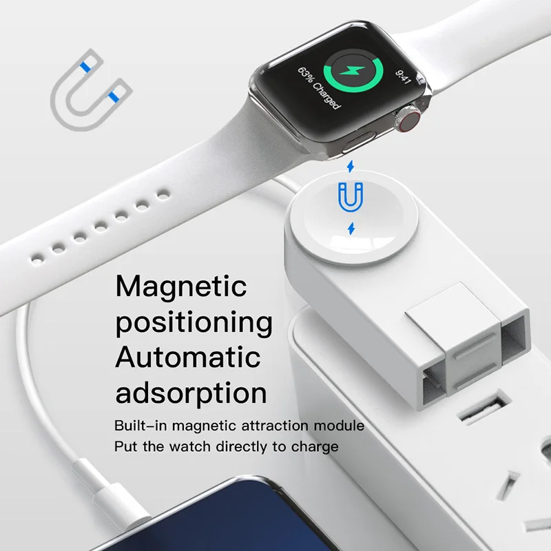Портативное беспроводное зарядное устройство 2 в 1 для Apple Watch 5 4 3 Регулируемый USB