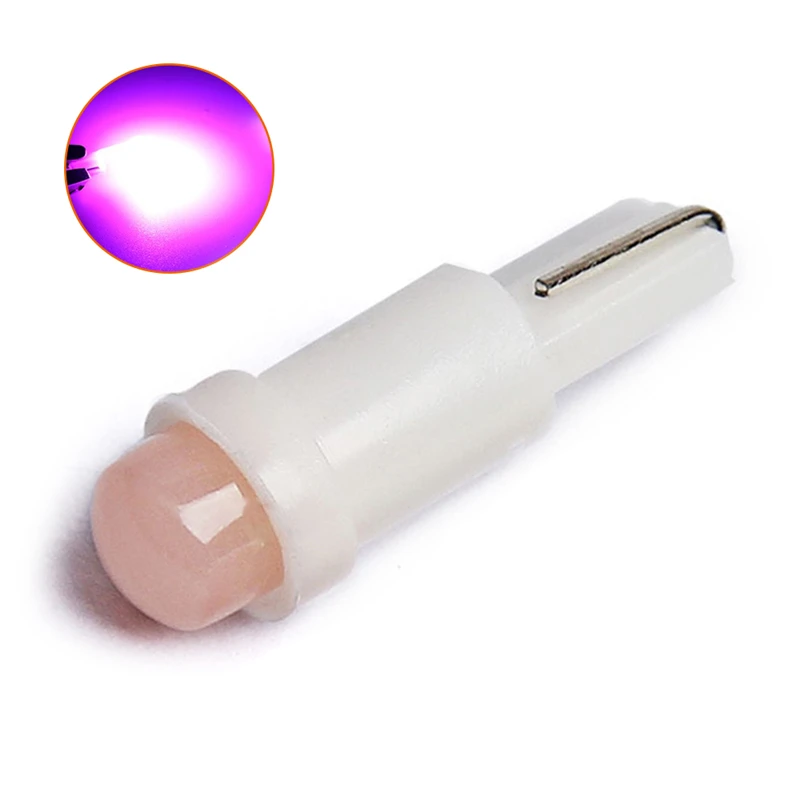 Pink purple 10 шт. авто светодиодный лампочка T5 1SMD автомобильный Cob инструмент, световой индикатор лампы автомобильные аксессуары интерьерный светильник капот пластиковый абажур - Цвет: Pink purple