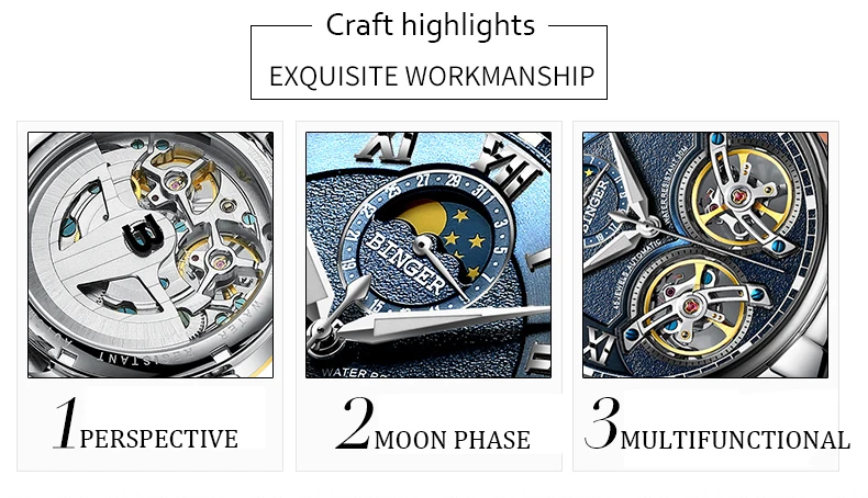 Tourbillon BINGER, мужские часы, Лидирующий бренд, роскошные деловые механические часы, мужские автоматические водонепроницаемые часы с скелетом, Montre Homme
