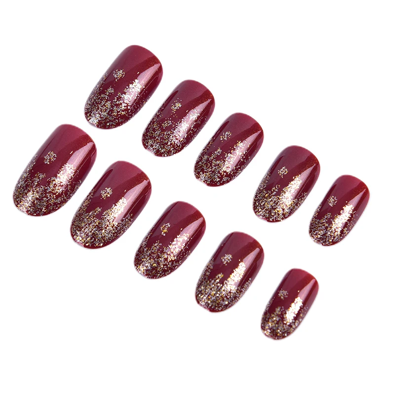 24pcs False Nails Full Cover Fake Nails ABS Artificial Tips Nail Art Decorations Women Makeup Nail AB Plate