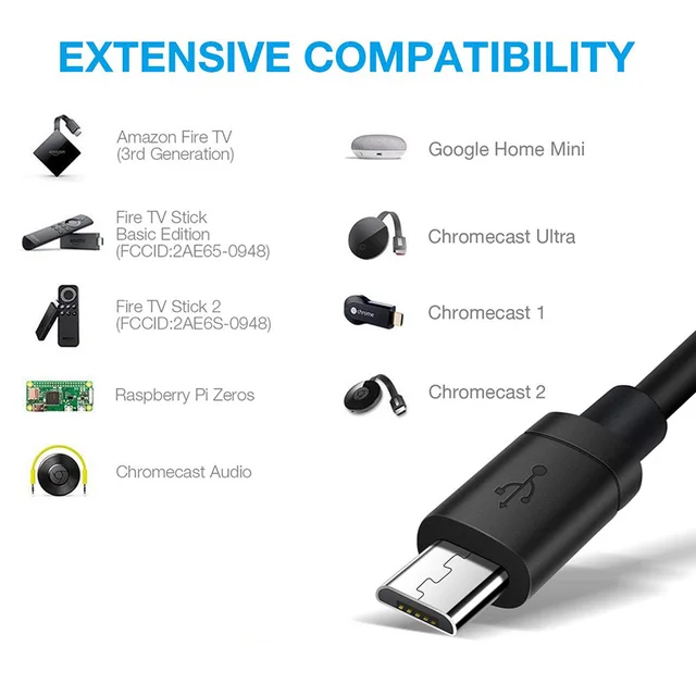 Adaptador Ethernet para Fire Tv Stick / Google Home Mini / Chromecast 1/2 /  ultra Audio Micro USB a Rj45 con fuente de alimentación USB