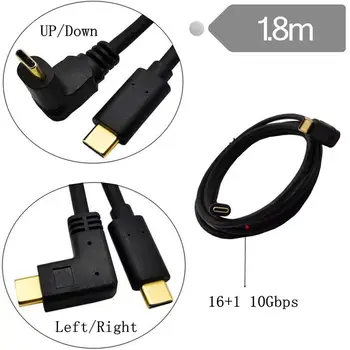 

Standard 16 + 1 wire core 10Gbps speed 90 ° bent gold-plated type-c male-to-male data charging cable