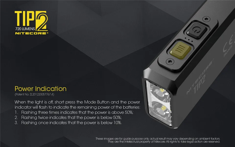 Nitecore TIP2 встроенный аккумулятор USB Перезаряжаемый брелок фонарик Cree светодиодный мини фонарь с магнитным хвостовым колпачком Съемный зажим