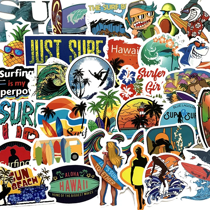 10/30/50Pcs Sea Sports Surfing Stickers For Suitcase Skateboard Laptop Luggage Fridge Phone Car Styling DIY Sticker