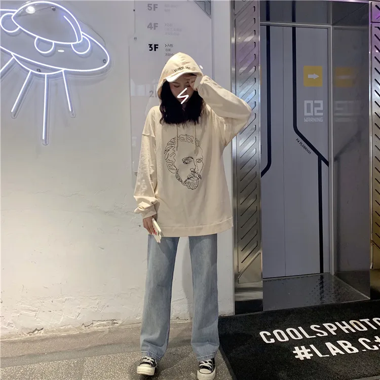 Корейская коллекция, женские толстовки и свитшоты, Kpop, повседневные, негабаритные, с принтом, женские толстовки, Moletom Feminino
