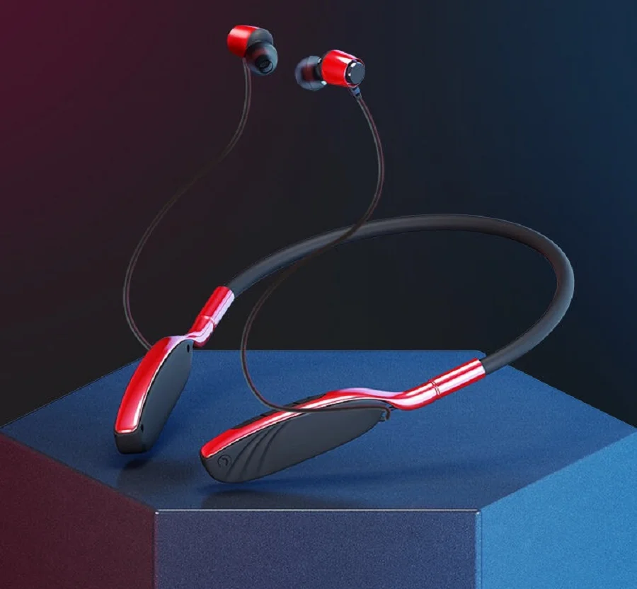 Wireless Sports Earphone Bluetooth 5 0 Stereo Hanging Neck Metal Magnetic Headphone With Microphone Sweat Proof