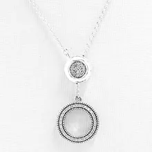 Новинка, 925 пробы, серебряное ожерелье с логотипом, подписанный круг, скользящая застежка с кристаллом, ожерелье для женщин, вечерние, подарок, сделай сам, ювелирное изделие