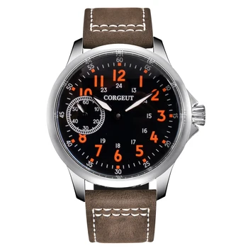 

Corgeut 17 Jewels Mechanical Hand Winding Watch Seagull 3600 Movement 6497 Fashion Leather Sport Luminous Man Luxury Brand Watch