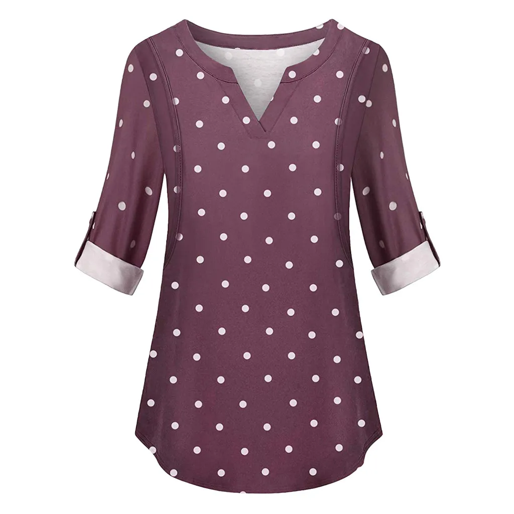 Maternity Tops Winter Nursing Shirt Dot Print V Neck Breastfeeding Clothes Elegant Long Sleeve Nurse Pregnant Women Clothes 19Ot