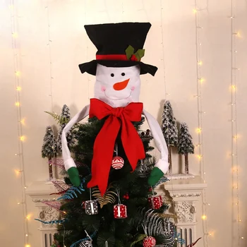 

Christmas Tree Toppers Decorations Santa Claus/Snowman Hugger With Hat And Poseable Arms Holiday Ornaments Party Decor Supplies