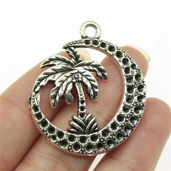 

WYSIWYG 3pcs 37x30mm Palm Tree Charm Pendants For Jewelry Making Antique Silver Color Coconut Tree Pendants Charm Coconut Tree
