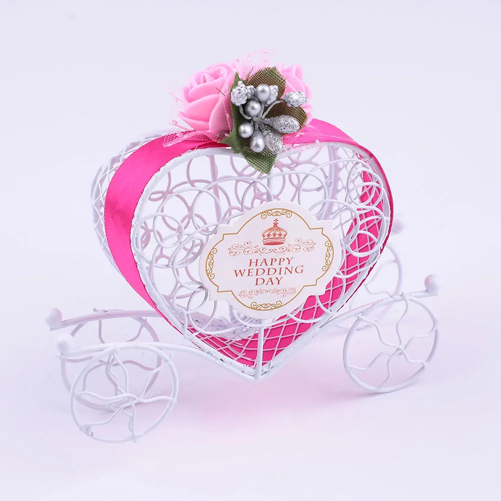 Rose Red Коробка для хранения, карета, спроектированная, полый сахар, свадебные подарочные коробки для конфет, коробка, упаковка, день рождения, вечеринка, держатель ленты - Цвет: Rose Red